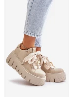 Dámské tenisky na masivní podrážce se zlatou ozdobou CheBello 4530 Béžové Dámské tenisky na masivní podrážce se zlatou ozdobou CheBello 4530 Béžové