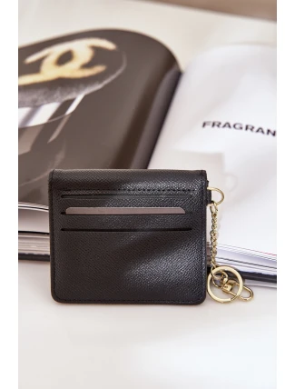 Pouzdro Na Karty Se Zlatým Klíčenkou Eko Kůže Černé Iritinme