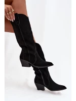 Kožené semišové kozačky dámské zateplené černé Urselle