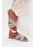 Dámské ploché stříbrné pantofle Fariella