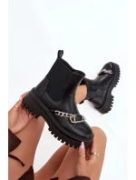 Dámské kotníkové boty Marvella na platformě s řetízkem – černé Dámské kotníkové boty Marvella na platformě s řetízkem – černé