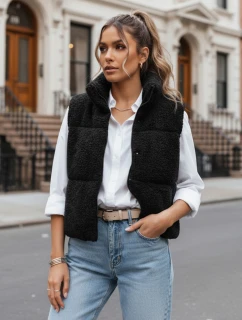 Dámská vesta z ovčí kůže BEEWARM černá FashionStreet TY3845