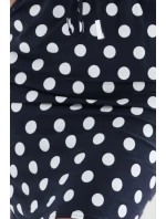 13-167 Sportovní šaty s vázáním a kapsami - tmavě modré s bílými puntíky