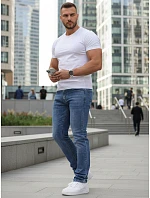 Pánské džínové kalhoty slim fit s páskem modré FashionStreet UX4490