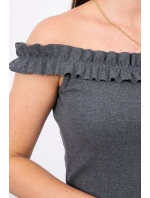 Třpytivá halenka s volánky grafitová Třpytivá halenka s volánky grafitová