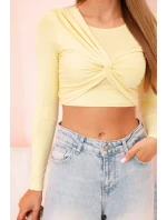 Dámská halenka s dlouhým rukávem a efektními volánky na prsou žlutý