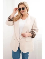 Dámská bunda Plus Size s podšívkou v leopardím vzoru béžová