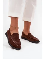 Dámské mokasiny z eko semiše čokoládové Tynara
