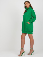 Zelené mikinové basic šaty se zipem
