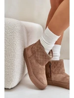 Kotníkové sněhule na zip zateplené kožíškem Big Star béžové Kotníkové sněhule na zip zateplené kožíškem Big Star béžové