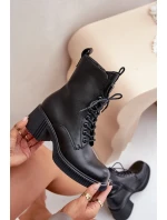 Zateplené Dámské Kotníkové Boty z Přírodní Kůže Vinceza 66671 Černé