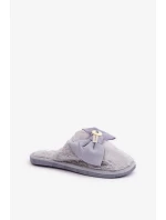 Dámské Pantofle S Kožešinou A Mašlí Šedé Olfedi