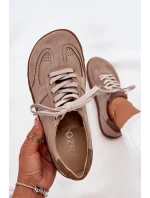 Dámské kožené barefoot tenisky Zazoo – béžové