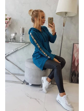 Dámská delší mikina se zipem na zádech 8997 Marine Petrolejová - K-Fashion Dámská delší mikina se zipem na zádech 8997 Marine Petrolejová - K-Fashion