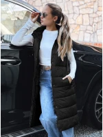 Dámská dlouhá prošívaná vesta černá FashionStreet TY5267