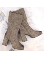 Jezzi W JEZ416B khaki zateplené holínky s gumičkou