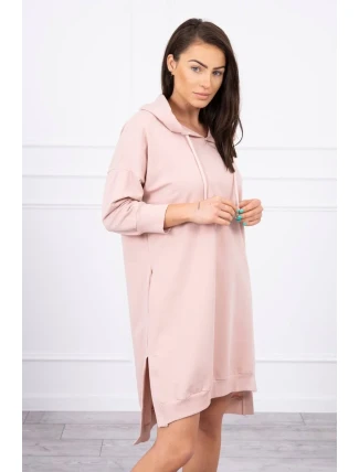 Šaty s kapucí a delšími zády tmavě pudrově růžové Šaty s kapucí a delšími zády tmavě pudrově růžové