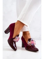 Semišové lodičky z hadí kůže s kaštanově hnědým ornamentem Mallory