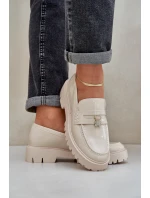 Lakované dámské mokasíny s ozdobnou hračkou medvěd béžové Wulinea