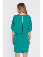 M904 Halenkové šaty s rozparkem na zádech - tyrkysové M904 Halenkové šaty s rozparkem na zádech - tyrkysové