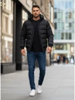 Pánská prošívaná zimní bunda s kapucí černá FashionStreet TX5094