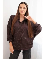 Dámská elegantní blůza z viskózy s knoflíky a límečkem hnědá Dámská elegantní blůza z viskózy s knoflíky a límečkem hnědá