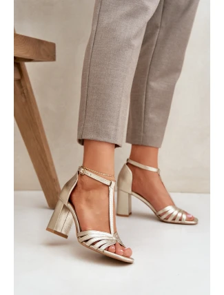 Sandály Z Přírodní Kůže Na Podpatku Laura Messi 2766