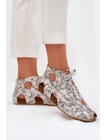 Vzorované Kožené Kotníkové Boty Maciejka 03426-46 Bílá-Bežová Vzorované Kožené Kotníkové Boty Maciejka 03426-46 Bílá-Bežová