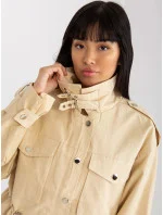 Béžová dámská bunda pro přechodné období s vysokým stojáčkem (MC142) Béžová dámská bunda pro přechodné období s vysokým stojáčkem (MC142)