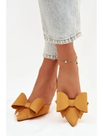Podpatky s odhalenými patami a mašlí Žluté Eklevia