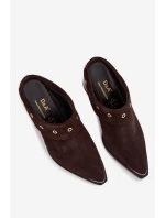 Semišové dámské sandály na podpatku D&A CR61-3059 čokoládové