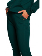 B243 Kalhoty s rovnou nohavicí a oky - tmavě zelené
