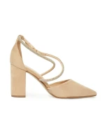 Moderní dámské hnědé lodičky na širokém podpatku Moderní dámské hnědé lodičky na širokém podpatku