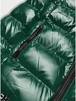 Dámská metalická bunda s kapucí zelená (xw808x)