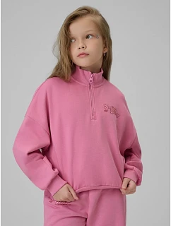Dívčí mikina z fleece, regular střih, bez kapuce, 4F 4FJRSS26TSWSF2625-54S