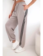 Dámské kalhoty máslové z viskózy s lampasem fango