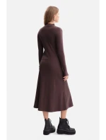 B299 Žebrované midi šaty s asymetrickým pasem - tmavě čokoládové B299 Žebrované midi šaty s asymetrickým pasem - tmavě čokoládové