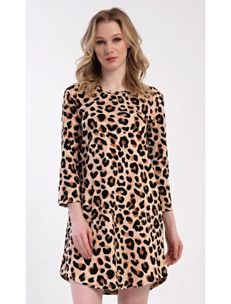 Dámské domácí šaty s tříčtvrtečním rukávem Leona