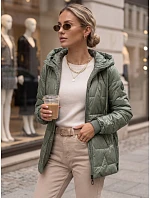 Dámská prošívaná přechodová bunda s kapucí, zelená, FashionStreet TY5802