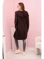 Dámská zateplená mikina s kapucí a zipem hnědý Dámská zateplená mikina s kapucí a zipem hnědý