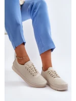 Kožené Sportovní Dámské Tenisky Beige Lalnai