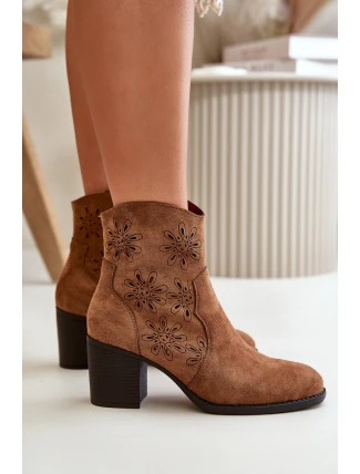 Boty S Prodyšným Svrškem Na Podpatku Eko Semišové Hnědé Nevishiia