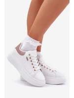 Dámské Sneakersy Na Platformě Eko Kůže Bílé Lelandine