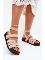 Eko Semišové Sandály Dámské S Třásněmi Béžové Valpera