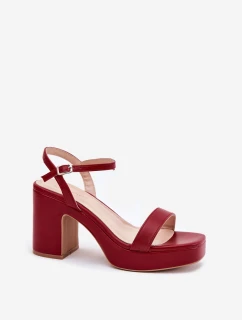 Eko kožené sandály na podpatku bordové Lillita