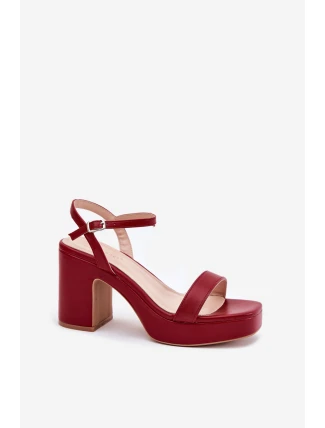 Eko kožené sandály na podpatku bordové Lillita