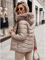 Dámská prošívaná zimní bunda s kapucí MIRIAL béžová FashionStreet TY3770