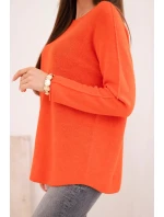 Dámský svetr z viskózy s dlouhým rukávem a kulatým výstřihem tmavě oranžový