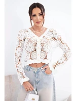 Dámský letní krajkový svetr s knoflíky a dlouhým rukávem černý Dámský letní krajkový svetr s knoflíky a dlouhým rukávem černý