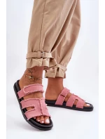 Dámské materiálové sandály na zip Růžové Lamirose Dámské materiálové sandály na zip Růžové Lamirose